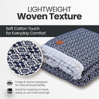 Gold Case Throw Blanket for Bed - 100% Recycled Turkish Cotton Blanket - Retro Lightweight Soft Throw Blankets for Bed & Living Room - Queen Size Cozy Blankets - 90x90 - Navy Blue