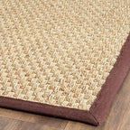 SAFAVIEH Area Rug 10x14 - Natural Fiber Collection - Large - Natural & Dark Brown, Basketweave Pattern with Border (NF114K)