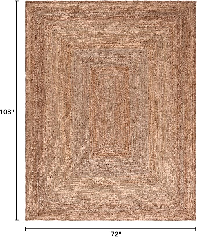 SAFAVIEH Area Rug 6x9 - Cape Cod Collection - Natural Brown, Handmade Braided Flat Weave Jute (CAP252A)