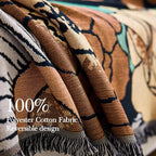 Boho Throw Blanket, 100% Handwoven Cotton Southwestern Farmhouse Floral Decor Reversible Blanket, All Season Throw for Sofa Bed Tapestry Outdoor Camping Picnic. 71″×91″