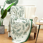LALIFIT Boho Chic Decorative Throw Blanket Vintage Woodland Floral Bird Design with Tassels Soft Cotton Lightweight & Cozy for Home, Couch, Sofa, Farmhouse 50x60 Inches (Forest Green)