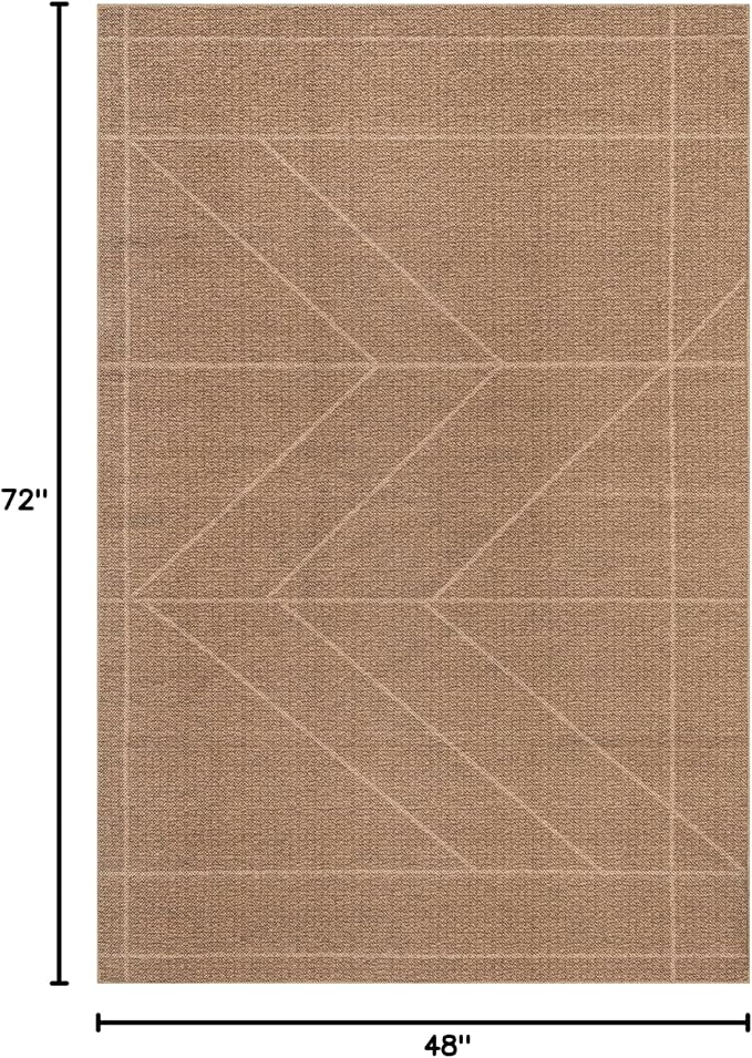 Nuloom SpinClean Ellen Natural, 4' x 6', Solid, Soft and Textured, High Traffic, Stain Resistant, Easy Clean, Durable, Machine Washable Area Rug for Bedroom, Living Room, Dining Space, Entryway