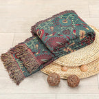 Boho Fall Throw Blanket for Bed,100% Ultra Cotton Soft Breathable Bed Throw Floral Printed Farmhouse Decor Rustic Bed Throws for Couch Sofa Quilt 90" x 98"