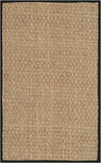 SAFAVIEH Natural Fiber Collection Area Rug - 2'6" x 4', Natural & Black, Seagrass, Basketweave Pattern with Border (NF114C)
