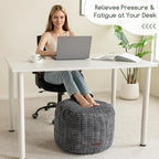 HIGOGOGO Pouf Ottoman Stuffed Round Modern Foam Filled Foot Rest Poufs for Living Room Chair Decorative 20 X 15 Inches Boho Relax Stool for Wedding Christmas Party, Dark Grey
