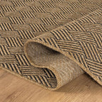 Easy Jute Rugs 9x12 Herringbone Natural Color Living Room Indoor Outdoor Area Rug for Patio and Kitchen Rug High Traffic Washable Easy to Clean Solid Boho Woven Design Carpet (9 x 12)