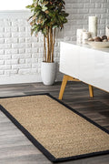 Nuloom Elijah Black/Natural, 2'6" x 6', Basketweave, Seagrass, Soft and Textured, High Traffic, Stain Resistant, Easy Clean, Durable Area Rug for Bedroom, Living Room, Dining, Den, Foyer, Entryway