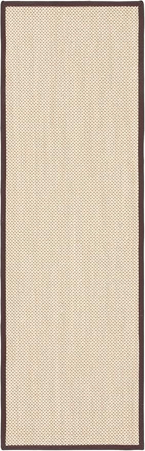 SAFAVIEH Natural Fiber Collection Runner Rug - 2'6" x 8', Maize & Brown, Sisal, Woven Design with Border (NF141C)