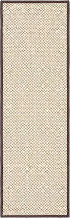 SAFAVIEH Natural Fiber Collection Runner Rug - 2'6" x 8', Maize & Brown, Sisal, Woven Design with Border (NF141C)
