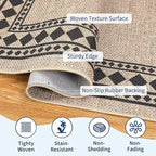 GarveeHome Solid Bordered Easy Jute Rug 5x7 Washable Jute Rugs for Living Room Patio Farmhouse Indoor Outdoor Rug Non Slip Non-Shedding Neutral Rugs for Patio Backyard Dining Room Bedroom, Natural