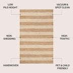 JONATHAN Y Jayden Woven Jute Stripe Natural/Bleach Indoor Area Rug, 8x10, Rustic, Farmhouse, Traditional, Lodge, Easy-Cleaning for Living Room, Bedroom, Kitchen, Non-Shedding (NRF202C-8)