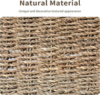 4 Small 3.6 QT Seagrass Wicker Baskets for Shelves, 10" Long Woven Pantry Organizers and Storage Basket, Decorative Ratten Shallow Rectangle Baskets for Organizing Countertop Kitchen