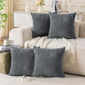 Set of 4 Medium Grey Decorative Throw Pillow Covers 22x22 Inch Corduroy Pillow Covers for Bed Couch Sofa Living Room Soft Square Cushion Cases