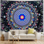 Amonercvita Blacklight Tapestry Trippy Mandala Tapestries UV Reactive Galaxy Stars Tapestry Psychedelic Neon Tapestries Wall Hanging Hippie Black Light Poster for Bedroom