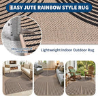 GarveeHome Modern Rainbow 8x10 Easy Jute Rug for Living Room Indoor Outdoor Patio Farmhouse, Contemporary Neutral Non Slip Non Shedding Carpet for Bedroom Backyard Dining Room