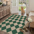 4x6 Checkered Easy Jute Area Rug for Living Room Checkerboard Washable Indoor Outdoor Carpet Farmhouse Patio Office Mat Geometric Non Slip Green Carpet for Dorm Backyard Dining Room