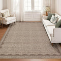 GarveeHome Scalloped Washable 8x10 Rug for Living Room Non-Slip Solid Coffee Modern Minimalism 8 x 10 Rug Low-Pile Carpet for Bedroom Dining Nursery Mat with Rubber Back
