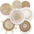 Beeveer 7 Pcs Boho Wall Baskets Decor Hanging Rustic Rattan Wicker Wall Basket for Farmhouse Living Rooms Bedrooms Kitchen Decorations(Classic Style)