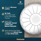 Marrakesh Gallery Genuine Leather Round Pouf Unstuffed - Moroccan Ottoman Footstool, Footrest Cover - Boho Decor - Bohemian Living Room, Bedroom, Kids Room, Gift & Wedding