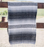 Benevolence LA Authentic Handwoven Mexican Blanket | Yoga Blankets, Outdoor, Picnic, Beach, Camping | Equestrian Saddle | Serape 50x70 inches - Gray, Pack of 1