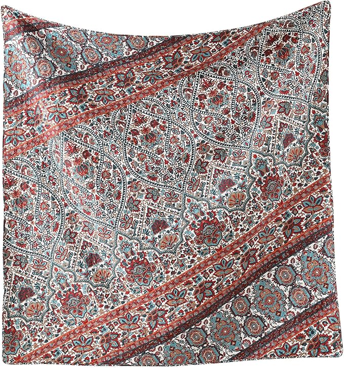 HORIMOTE HOME Boho Quilt Queen Size, Reversible Bohemian Style Twill Strip Floral Quilt Beddding Set, Colorful and Soft Bedspread Full Size Quilt Coverlet for All Season, 2 Pillow Shams (3 Pieces)