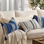 Kevin Textile Spring 12x20 Inch Lumbar Throw Pillow Cover 1 Pack Boho Decorative Soft Chenille Thread Woven Tufted Textured Rectangle Cushion Case Accent for Living Room Couch Sofa Bed, Black