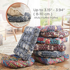 Codi Meditation Floor Pillow, Boho Pillows Seating for Adults and Kids, Large Round Cushion for Yoga Living Room Tatami Sitting, Memory Foam Added, 22x22 Inch, Indigo Elephant