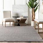 Nuloom Elfriede Handmade, Grey, 6' Round, Solid, Rustic, Jute, Soft and Textured, High Traffic, Stain Resistant, Easy Clean, Durable Area Rug for Bedroom, Living Room, Dining, Den, Foyer