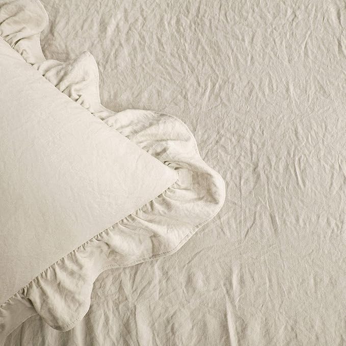 Lush Decor Ruffle Skirt Bedspread Set - 3-Piece Luxurious Farmhouse Bedding - Elegant Ruffle Detail - Timeless Style - Soft Lightweight Sheets - King, Neutral