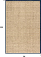 SAFAVIEH Area Rug 6x9 - Natural Fiber Collection - Natural & Blue, Seagrass, Basketweave Pattern with Border (NF114E)