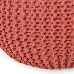 Nahunta Knitted Round Pouf - Cotton - Coral