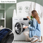 HIGOGOGO Pouf Ottoman Stuffed Round Modern Foam Filled Foot Rest Poufs for Living Room Chair Decorative 20 X 15 Inches Boho Relax Stool for Wedding Christmas Party, Navy Blue
