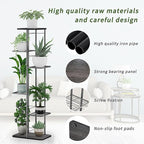 Simple Trending Plant Stand Shelf Indoor Outdoor Waterproof, 6-Tier 7 Potted Heavy Duty Metal Tall Flower Holder for Multiple Corner Display