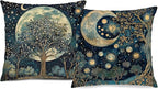 Vintage Dark William Morris Night Moon Forest Decor Pillow Covers 18x18 Set of 2,Black Forest Decor,Dark Dcademia Floral Decorative Throw Pillow Covers for Home Bedroom Living Room