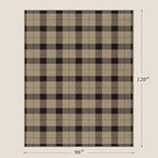 Washable Easy Jute Area Rug 8x10 for Living Room, Washable Checkered Plaid Area Rugs for Dining Room, Indoor Outdoor Non Slip Neutral Farmhouse Black and Beige Foldable Carpet