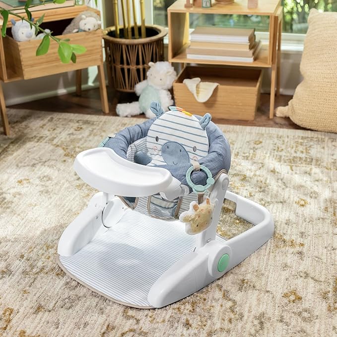 Ingenuity Prop Spot Learn-to-Sit Floor Seat for Baby, Removable Tray, 2 Linkable Toys, Tummy Time Mat, Unisex, for Ages 4-12 Months - Casi