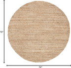 SAFAVIEH Natural Fiber Collection Area Rug - 6' Round, Natural, Handmade Jute, Braided Woven Design, Ideal for Living Room, Bedroom (NF212A)