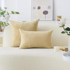 Home Brilliant Set of 2 Throw Pillows for Couch Bed Corduroy Striped Velvet Pillow Covers Protectors for Holiday, 40x40cm, 16 x 16 Inch, Taupe