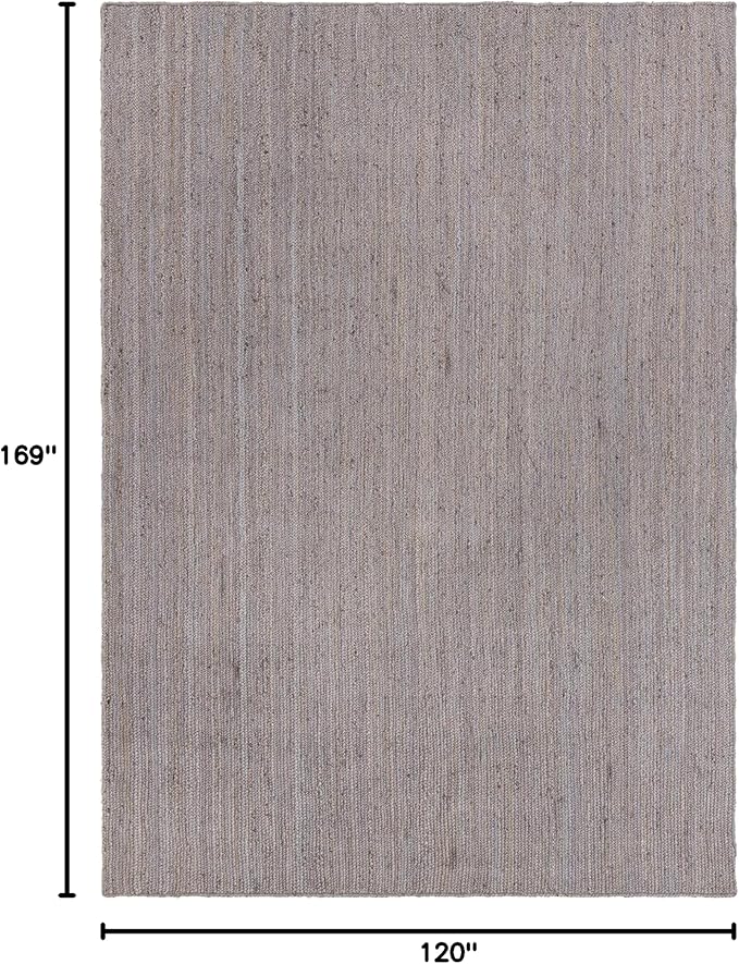 Unique Loom Braided Jute Collection Area Rug - Dhaka (10' x 14' 1" Rectangle, Gray)