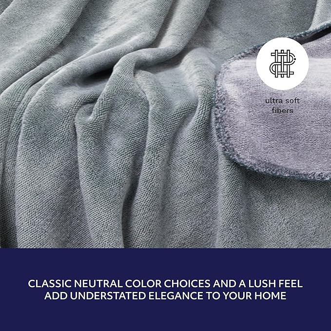 Mon Chateau 60" x 70" Fireside Mélange Throw Blanket, Contrast Stitching Soft Blanket for Queen-Size Bed, Couch, or Sofa, Cozy Home Decor and Stylish Living Room Comfort, Sagewood