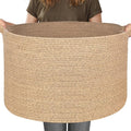 115L Wicker Storage Basket, 23.6"x15.7" Woven Cotton Rope Basket, Giant Kids Dog Toy Bin Organizer, XXXL Blanket Pillow Holder for Living Room, Brown Variegated Wicker Baskets for Organizing