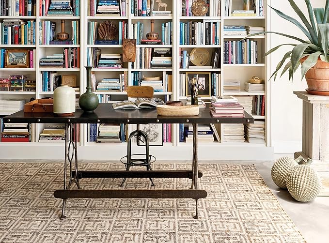 Dash and Albert Auricula Handwoven Jute Rug, 10 X 14 Feet, Black/Neutral Geometric Pattern - Premium Luxury Hotel Quality Soft Breathable Hypoallergenic Machine Washable Easy Care All Season