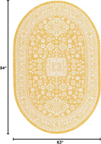 Rugs.com Outdoor Aztec Collection Rug – 5' x 8' Oval Yellow Flatweave Rug Perfect for Living Rooms, Large Dining Rooms, Open Floorplans