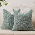 Decorative Couch Throw Pillow Covers 20x20 Set of 2 Green Striped Soft Wool Pillow Covers Neutral Textured Boho Cushion Covers for Modern Farmhouse Sofa Bedroom Living Room Decor SY012-D20