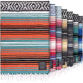 Hydration Nation Authentic Large Handwoven Mexican Blanket - Soft Yoga - Durable Serape - Lightweight Falsa, Beach, Camping, Picnic, Outdoor 70"x50" - Mandarin