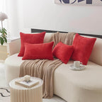 Home Brilliant Red Pillow Covers 20x20 Set of 2 Super Soft Corduroy Stripes Velvet Decorative Throw Pillow Covers for Couch Patio, 20 x 20 Inches, Red