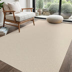 EARTHALL Woven Area Rug 4x6 Ft Washable Rugs for Entryway Non Slip Braided Throw Rugs Bedroom Carpet Cotton Entry Rug Cotton Floor Carpets for Bedroom Dining Room Living Room, Beige/Khaki
