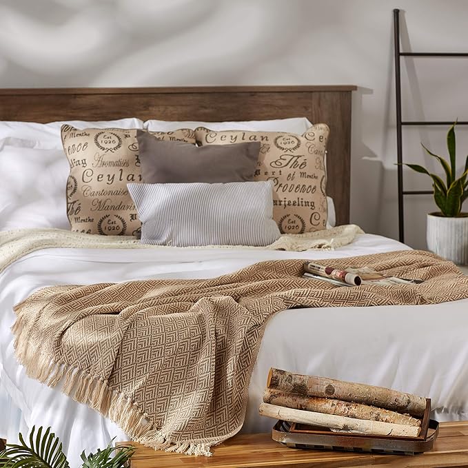DII Diamond Throw Collection Cotton Woven, 50x60, Stone