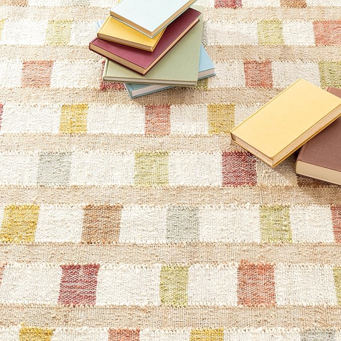 Dash and Albert Mosaic Multi Handwoven Jute Rug, 8.5 X 11.5 Feet, Multi Geometric Pattern - Premium Luxury Hotel Quality Soft Breathable Hypoallergenic Machine Washable Easy Care All Season