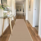 7ft Natural Jute Hallway Runner Rug Non Slip Washable, Rubber Backed Long Khaki Indoor Entryway Runner, Absorbent Kitchen Carpet Sink Rug